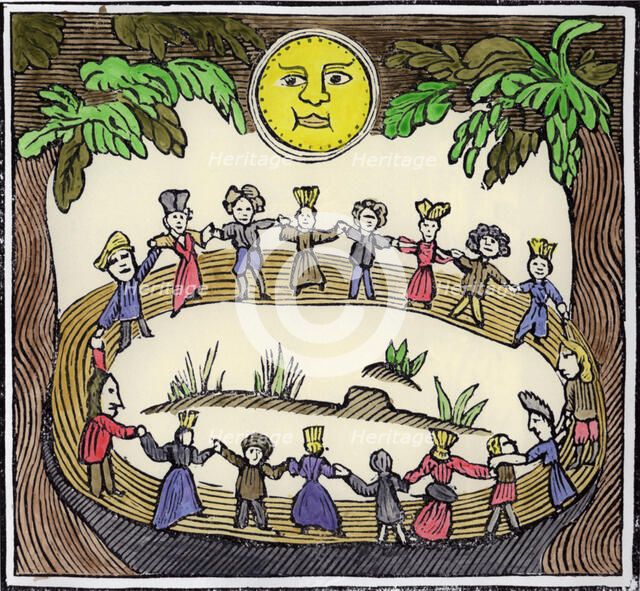 A circle of witches dancing beneath a full Moon, 19th or early 20th century. Artist: William Linnell