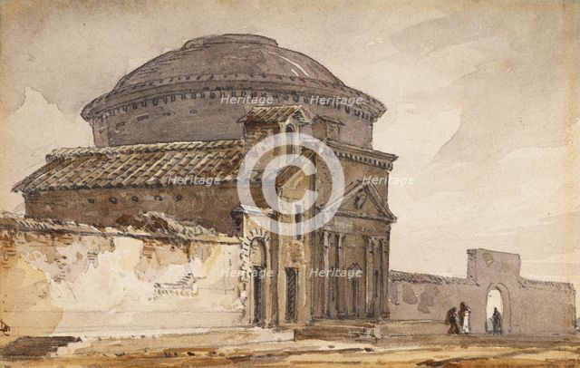 A Circular Building with a Dome, Rome, c1840s. Creator: David Cox the Elder.