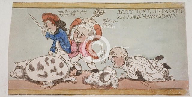 'A City Hunt, or Preparations for Lord-Mayor's Day!!!', c1790. Artist: Anon