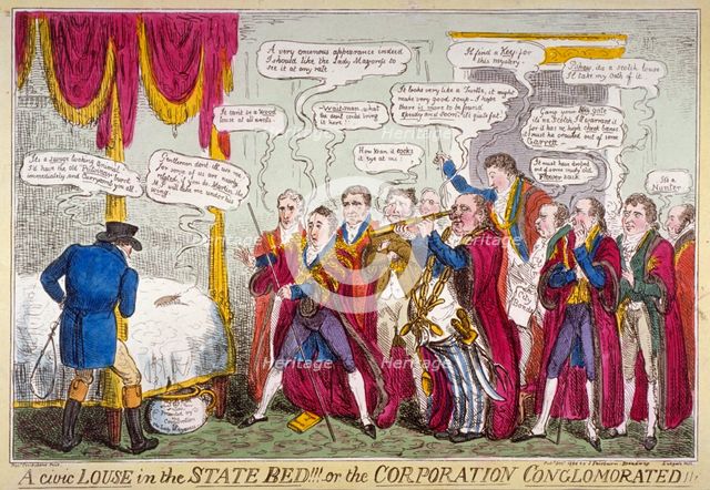 'A civic louse in the state bed!!!, or the Corporation conglomorated!!', 1824. Artist: Isaac Robert Cruikshank