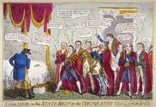 A civic louse in the state bed!!!, or the Corporation conglomorated!! 1824. Artist: Isaac Robert Cruikshank