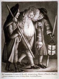 A common council beast, returning from a turtle feast c1775. Artist: Anon