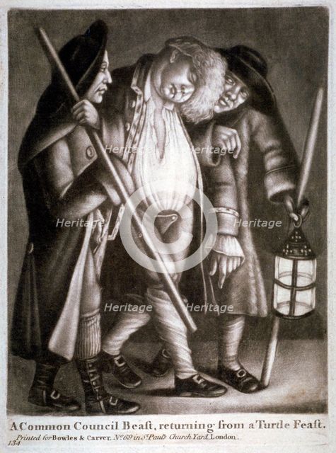'A common council beast, returning from a turtle feast', c1775. Artist: Anon