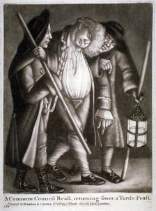 A common council beast, returning from a turtle feast c1775. Artist: Anon