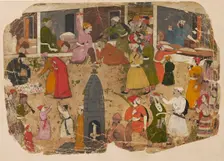 A commotion in the bazaar, 1750-1760. Artist: Nainsukh