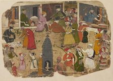 A commotion in the bazaar, 1750-1760. Artist: Nainsukh