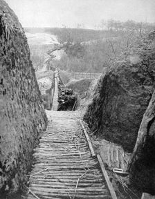 A communication trench and path towards the front, France, World War I, 1915