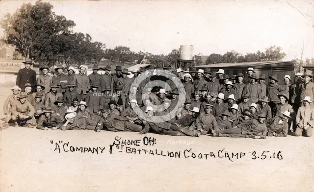 'A' Company 1st Battalion Coota Camp Postcard, Cootamundra, 3 May 1916. Creator: Unknown.
