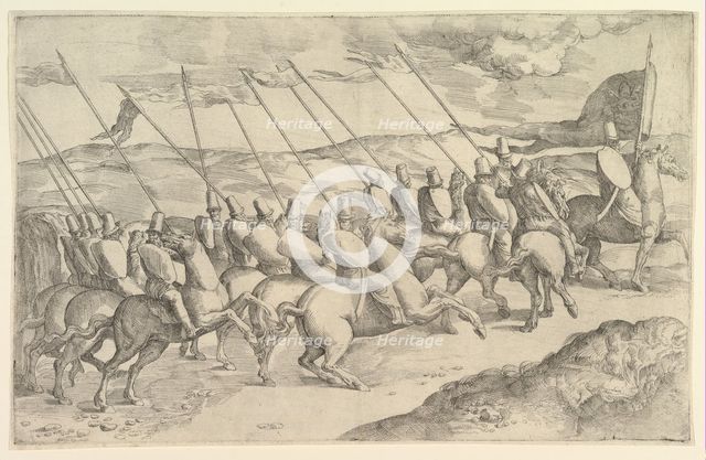 A Company of Horsemen. Creator: Battista Franco Veneziano.