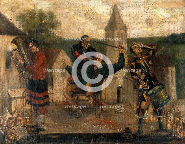 A company of itinerant tooth-drawers performing on a stage, (c1860?). Creator: Unknown.