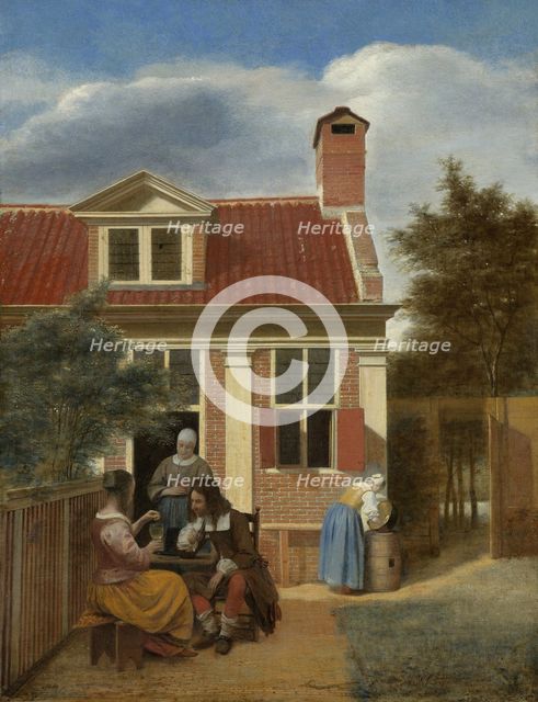 A company in the courtyard behind a house, 1663-1665. Artist: Hooch, Pieter, de (1629-1684)