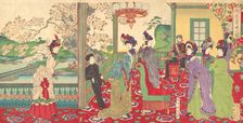 A Contest of Elegant Ladies among the Cherry Blossoms (Kaika kifujin kisoi), Sep..., September 1887. Creator: Chikanobu Yoshu