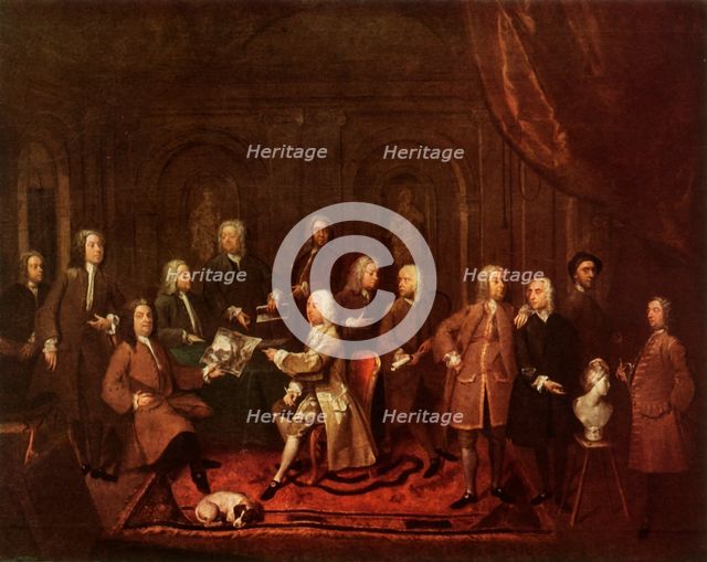 'A Conversation of Virtuosis...at the Kings Arms', 1735, (1947).  Creator: Gawen Hamilton.