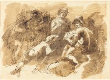 A Convivial Gathering with a Man Playing a Hurdy-Gurdy. Creator: Giuseppe Bernardino Bison