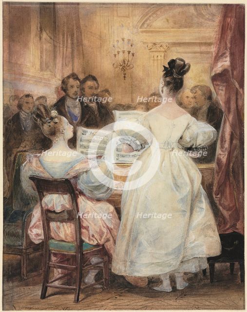 A Concert: Laura Devéria Singing, 1831. Creator: Eugène François Marie Joseph Devéria (French, 1805-1865).