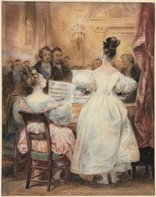 A Concert: Laura Devéria Singing, 1831. Creator: Eugène François Marie Joseph Devéria (French, 1805-1865)