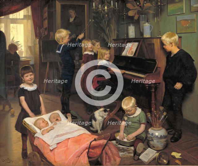 A Concert: The Artist's Children and their Playmates, 1887. Creator: Otto Haslund.