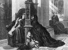 "A Confession", by R. Lehmann, in the exhibition of the Royal Academy, 1872. Creator: Unknown