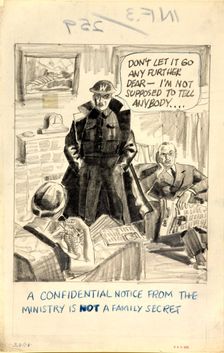 A confidential notice from the Ministry is NOT a family secret WWII poster between 1939 and 1946. Creators: Central Office of Information, Unknown