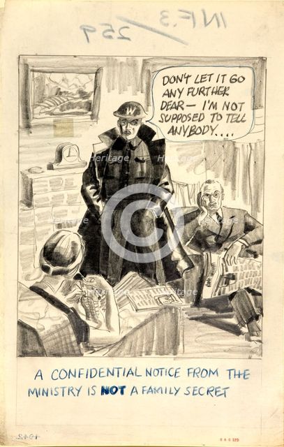 'A confidential notice from the Ministry is NOT a family secret', WWII poster between 1939 and 1946. Creators: Central Office of Information, Unknown.
