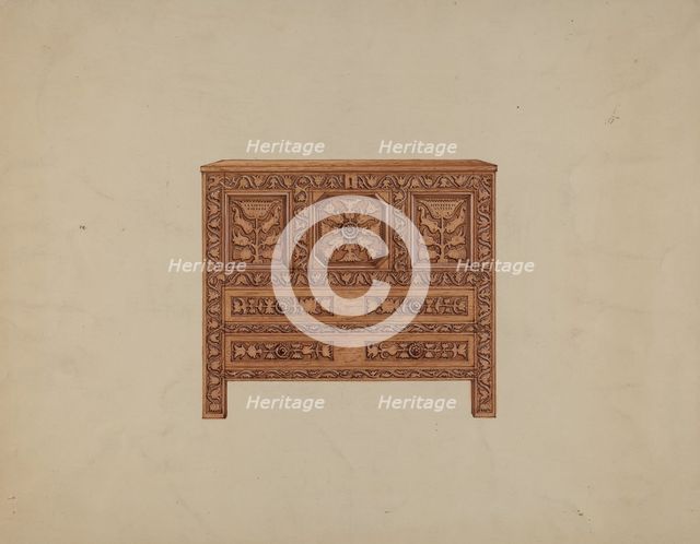 A Connecticut-type Hadley Chest, c. 1936. Creator: Martin Partyka.