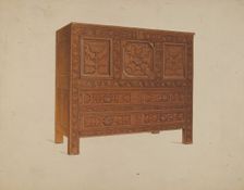 A Connecticut-type Hadley Chest, c. 1937. Creator: Martin Partyka