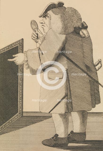 A Connoisseur Admiring a Dark Night Piece, November 12, 1771. Creator: Matthew Darly.