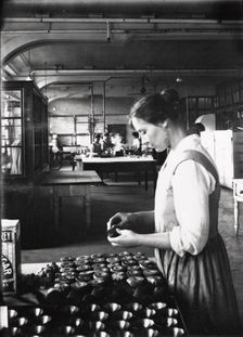 A cook makes pastry in the factory kitchens, Rowntree’s factory, York, Yorkshire, 1913
