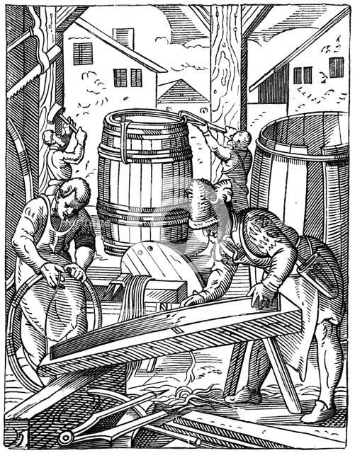 A cooper's workshop, 16th century, (1870). Artist: Jost Amman