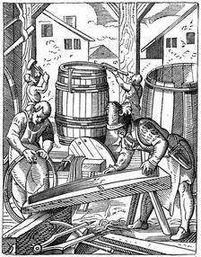 A cooper's workshop, 16th century, (1870). Artist: Jost Amman
