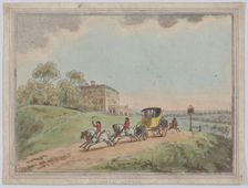 A Coach and Four (from, Rustic Sketches?), 1787 (?)., 1787 (?). Creator: Thomas Rowlandson