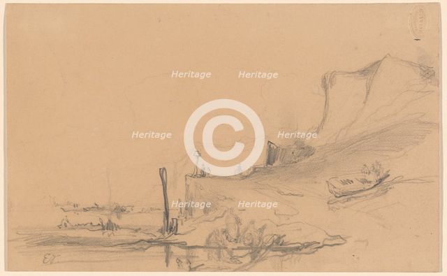 A Coast Road with Cliffs in the North of France, c.1830. Creator: Eugene Isabey.