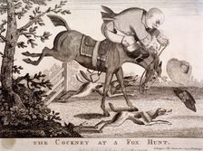 A Cockney at a Fox Hunt 1779. Artist: Anon
