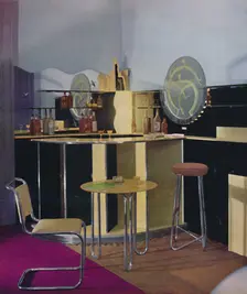 A cocktail bar by the British Vitrolite Company of London, designed by Kenneth Cheesman 1935