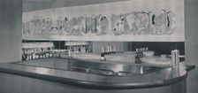 A cocktail bar mural in carved and enamelled linoleum in the Berkeley Hotel, Montreal 1942
