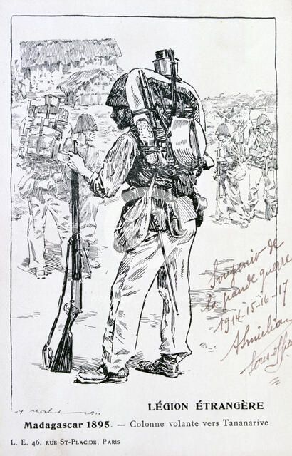 A column of the French Foreign Legion advancing towards Tananarive, Madagascar, 1895. Artist: Unknown