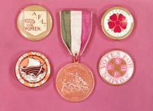 A collection of suffragette badges, 1900s. Creator: Unknown