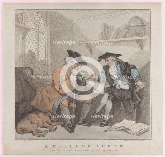 A College Scene, or a Fruitless Attempt on the Purse of Old Square-toes, August 1, 1787. Creator: Edward Williams.