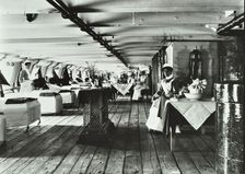 A copy of a photograph of the ward deck of the Atlas Smallpox Hospital Ship, c1890-c1899
