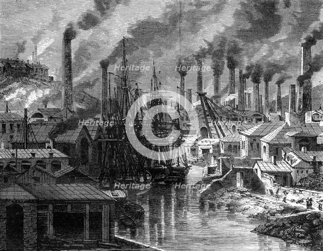 A copper factory in Cornwall, 19th century.Artist: Jean Baptiste Henri Durand Brager