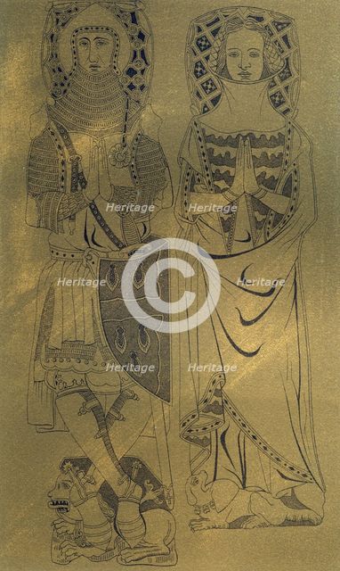 A copper plaque from Minster Abbey and Church, Isle of Sheppey, Kent, 1337 (1849).Artist: Franz Kellerhoven