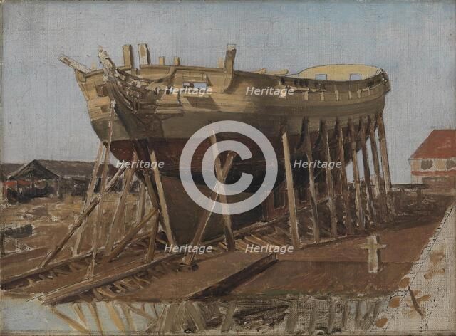 A Corvette on the Stocks. Copenhagen, 1828. Creator: CW Eckersberg.