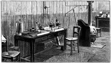 A corner of Pierre and Marie Curie's laboratory, Paris, 1904. Artist: Anon