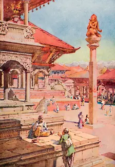 A Corner of the Durbar Square, Patan, Nepal 1913