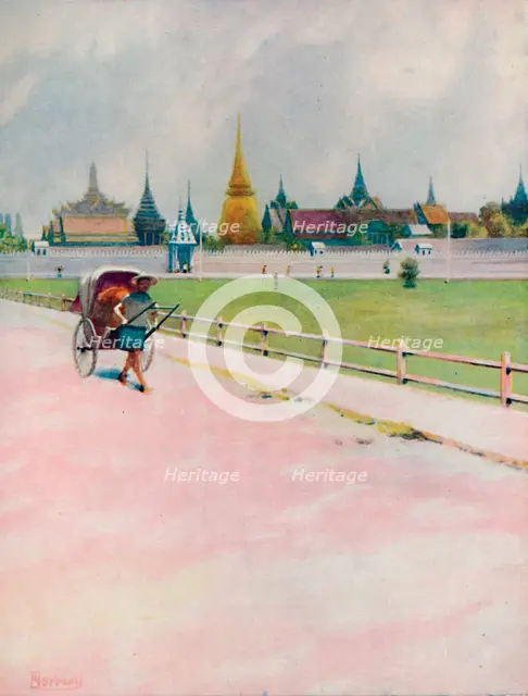 'A Corner of the Grand Palace Enclosure, Bangkok', 1913. Artist: Edwin Norbury.