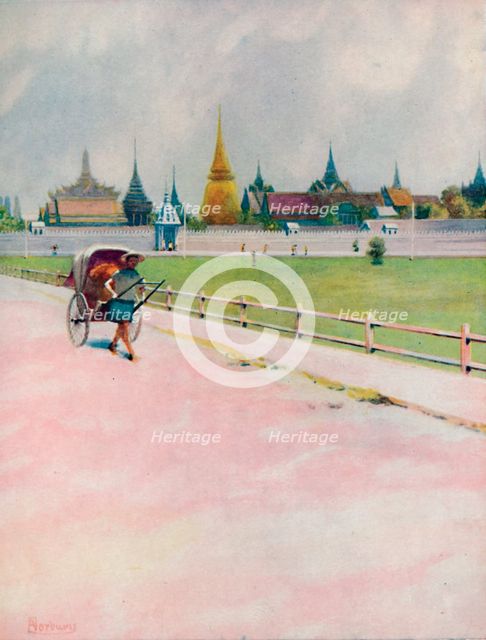 'A Corner of the Grand Palace Enclosure, Bangkok', 1913. Artist: Edwin Norbury.