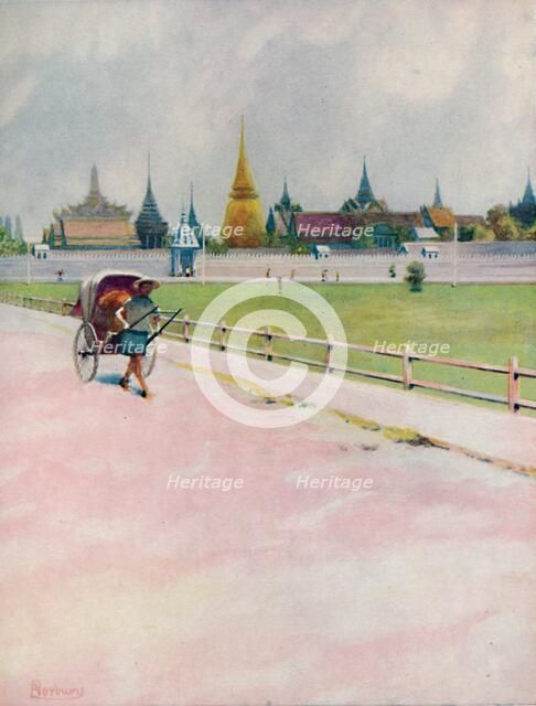 'A Corner of the Grand Palace Enclosure, Bangkok', 1913. Artist: Edwin Norbury.