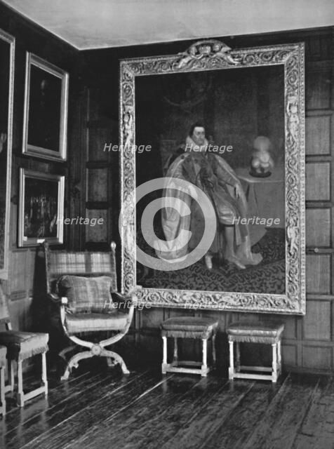 'A Corner of the Leicester Gallery, Knole. With Portrait of James I', 1928. Artist: Unknown.