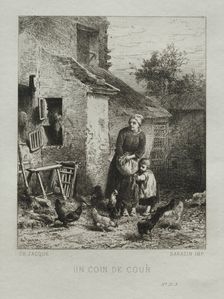 A Corner of the Yard. Creator: Charles-Émile Jacque (French, 1813-1894)