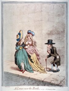 A corner, near the Bank; - or - an example for fathers 1797. Artist: James Gillray